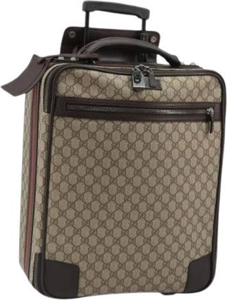 Gucci Pre-owned Weekend Bags, female, Beige, Size: ONE SIZE Pre-owned Vintage GG Canvas Weekend Bag
