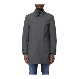 Fay Single-Breasted Coats, male, Black, 2XL, Overcoat Classic Style