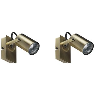 Beliani Conjunto De 2 L&aacute;mparas De Pared De Metal Lat&oacute;n Focos Luz Orientable Klip