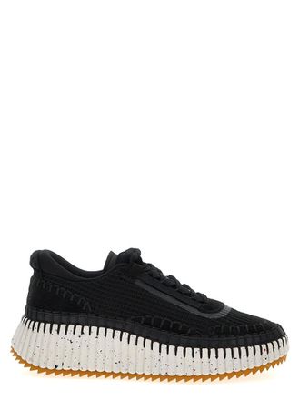 Chlo&eacute; Black Lace Up Sneakers