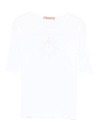Twin-Set floral-appliqu&eacute; T-shirt - White