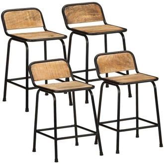 vidaXL Vidaxl - Taburetes De Barra 4 Uds 46x35,5x70 Cm Madera Maciza De Mango