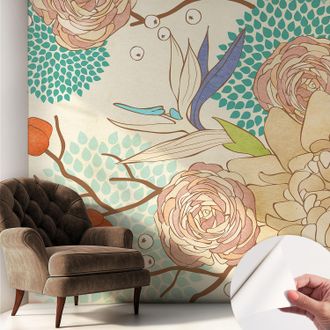 Tulup Fotomurale Adesivo - Parete Decorativa - Decorazione Casa - Stile Moderno Parete - Fantasia Floreale 250x250 Cm
