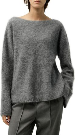 LilySilk Boat-neck Brushed Cashmere Sweater in Thunder at Nordstrom, Size Medium