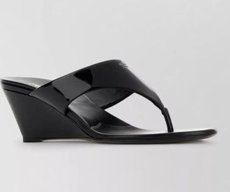 Prada leather thong mules wedge heel open toe