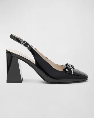 Nero Giardini Patent Chain Slingback Pumps