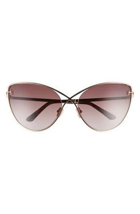 Tom Ford Leila 63mm Oversize Gradient Cat Eye Sunglasses in Rose Gold/Brown Gradient at Nordstrom Rack