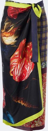Dries Van Noten Falda envolvente de seda estampada