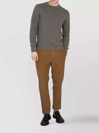Pantaloni Torino ribbed wool angora cross-neck jumper