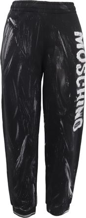 Moschino Couture Logo Paint Accent Jogger Pants in Black Cotton