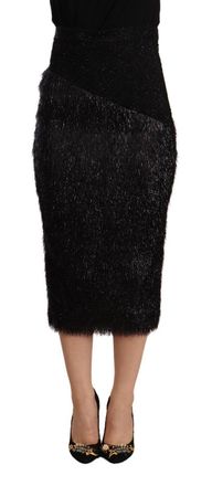 Masha Ma Tinsel High Waist Pencil Midi Viscose Womens Skirt