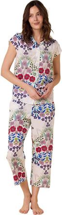 The Cats Pajamas Luxe Pima Capri Floral Set in Blossom at Nordstrom, Size X-Large