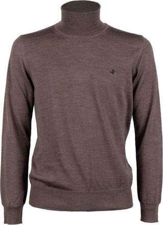 Brooksfield Maglione a collo alto con logo - Marrone