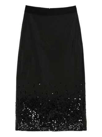 Luisa Cerano Gonna midi con paillettes - Nero