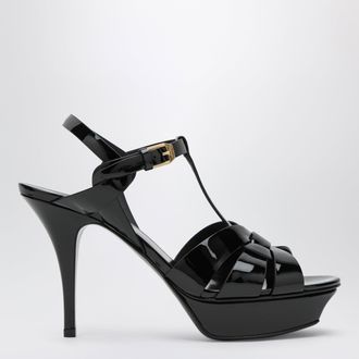 Saint Laurent Sandali Tribute con plateau in pelle verniciata nera
