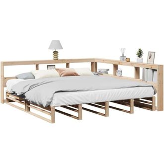 vidaXL Vidaxl - Cama Con Estanter&iacute;a Sin Colch&oacute;n Madera Maciza De Pino 200x200cm