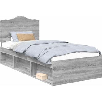 vidaXL Estructura De Cama Con Cabecera Gris Sonoma 90 X 190 Cm Vidaxl