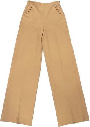 Giulia N Couture Bruine Slim Fit Broek - Dames - Straight fit broeken - Bruin - M - Broeken