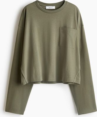 H&M Shirt mit Tasche - Green