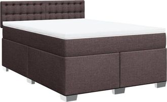 vidaXL Vidaxl - Cama Box Spring Con Colch&oacute;n Tela Marr&oacute;n Oscuro 160x200 Cm
