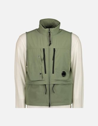 C.P. Company Mens Shell-R Hooded Lens Vest - Agave Green - Size: XL