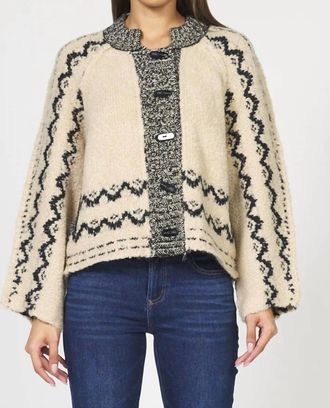 Dear John Denim Luanna Long Sleeve Cardigan In Black/cream