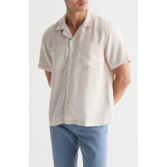 AG - Adriano Goldschmied Marco Solid Camp Shirt in Champagne at Nordstrom, Size Xx-Large