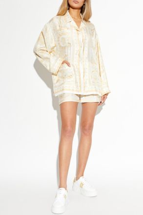 Versace Silk Shirt With La Coupe Des Dieux Print, Womens, Cream