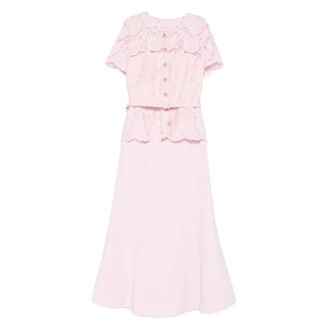 Self Portrait Midi Dresses, female, Pink, Size: M Lace Belted Dress