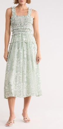 Blu Pepper Mixed Print Smocked Dress in Dusty Jade at Nordstrom Rack, Size Medium