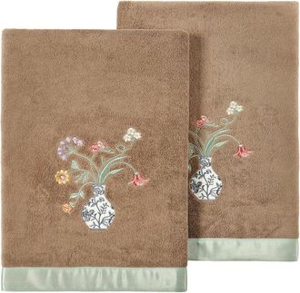 Linum Home Textiles 100% Turkish Cotton Stella 2Pc Embellished Bath Towel Set