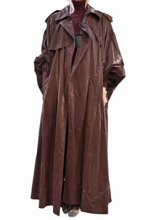 Saint Laurent Brown Oversized Coated Trench Coat Size M