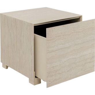Kare Design Mesa auxiliar travertino con caj&oacute;n 45x45 cm, crema