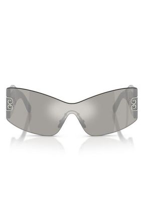 Dolce & Gabbana 142mm Cat Eye Sunglasses in Black /Light Grey Silver at Nordstrom