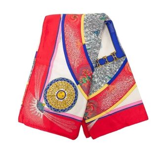Herm&egrave;s Pre-owned Scarves, female, Multicolor, Size: ONE SIZE Pre-owned Feux dArtifice Silk Scarf