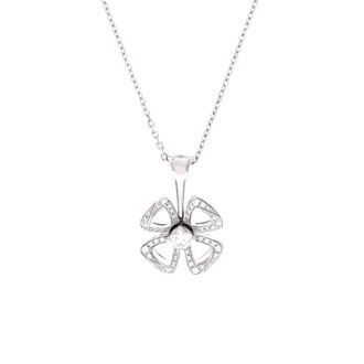 Bulgari Fiorever Pendant Necklace 18K White Gold with Diamonds