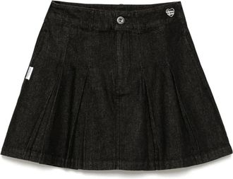 Chocoolate Gonna in denim plissettata - Nero