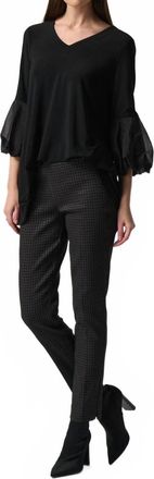Joseph Ribkoff Woven Jacquard Slim-Fit Pants In Black/silver