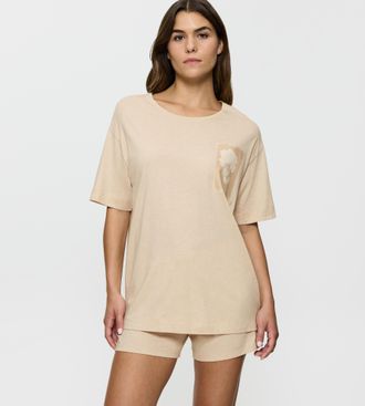 Triumph Shorty TRIUMPH Endless Comfort PSK 10 CO/MD, Damen, Gr. 38, beige, Single Jersey, Obermaterial: 50% Baumwolle, 50% Modal, bequem kurz, Rundhals, Homew