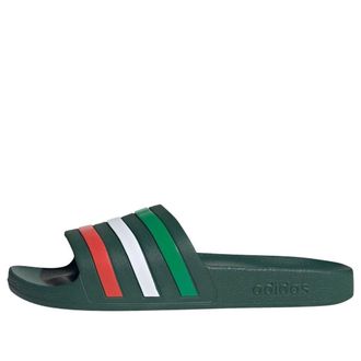 adidas Adilette Aqua Slides Team Dark Green Bright Red HQ2450