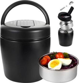 OEM Fiambrera Termica - Acero Inoxidable 304 - Doble Pared Al Vacio - 1500 Ml - Compartimentos Separados - 1 Unidad