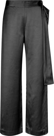 Stine Goya Satin Wide-Leg Broek - Dames - Wijde Broeken - Zwart - 2XS - Satijn - Broeken