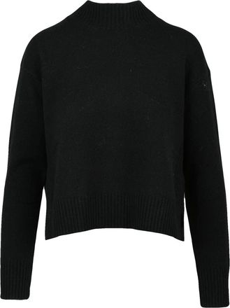 Kaos High Neck Black Knit Sweater with Ribbed Details