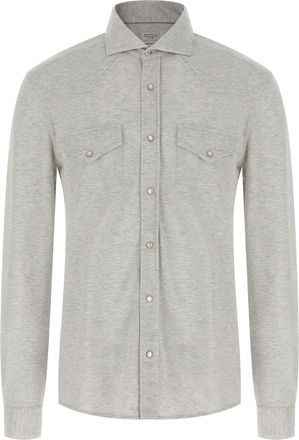 Brunello Cucinelli Gray Cotton Mens Blouse