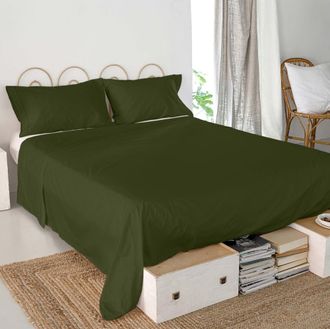 Happy Friday S&aacute;bana 100% algod&oacute;n verde oliva 210x270 cm (cama 135/140)