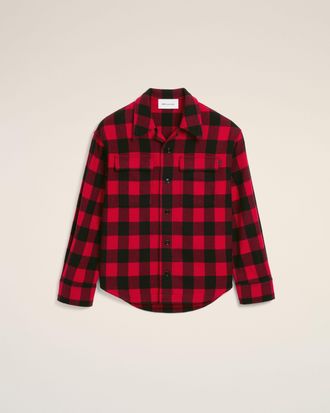 Ami Ami Paris - Red wide checkered wool overshirt Red - Size: XXL - Unisex