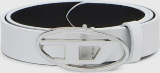 Diesel 2.4cm leather belt with enamelled Oval D buckle - Belts - Woman - White