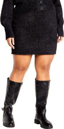 City Chic Ivanna Sweater Skirt in Black at Nordstrom, Size Xxl
