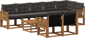 vidaXL Conjunto De Sof&aacute;s De Exterior 9 Uds. Natural Y Negro Vidaxl