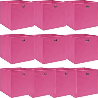 vidaXL Vidaxl - Cajas De Almacenaje 10 Uds Tela Rosa 32x32x32 Cm